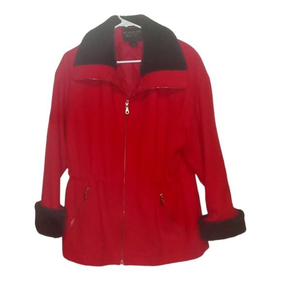 Red Winter Coat Jacket with Faux Fur‎ Collar - Picture 2 of 8